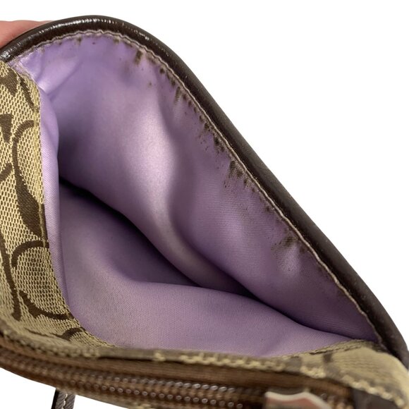 Coach Signature C Wristlet Clutch Tan/Brown Canvas/Leather Small Purse Hang Tag - Picture 4 of 6